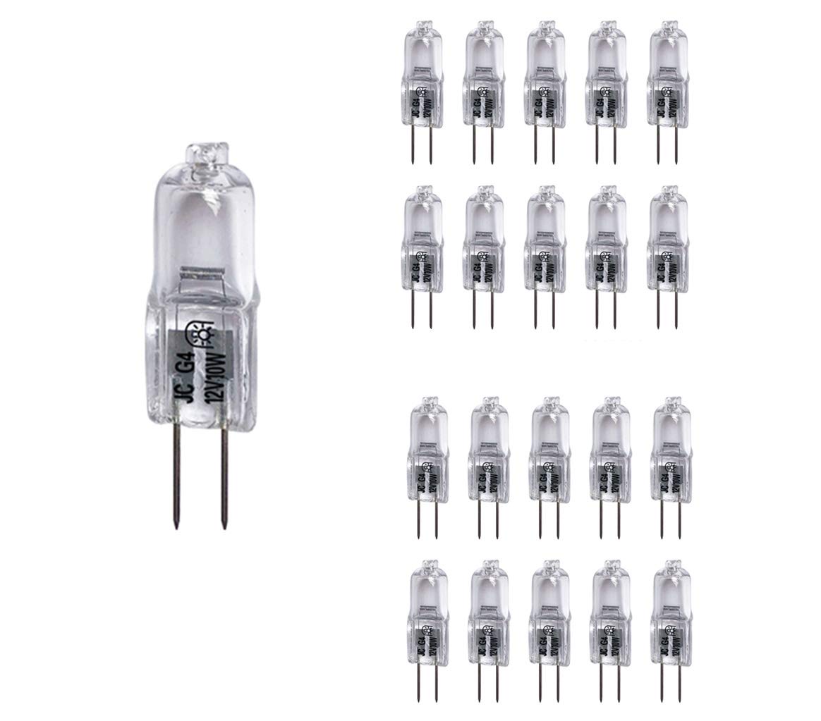 Vstar G4 12V 10W Bulb T3 JC Type Bi-Pin Base G4 Halogen Bulb,Clear,20 Packs