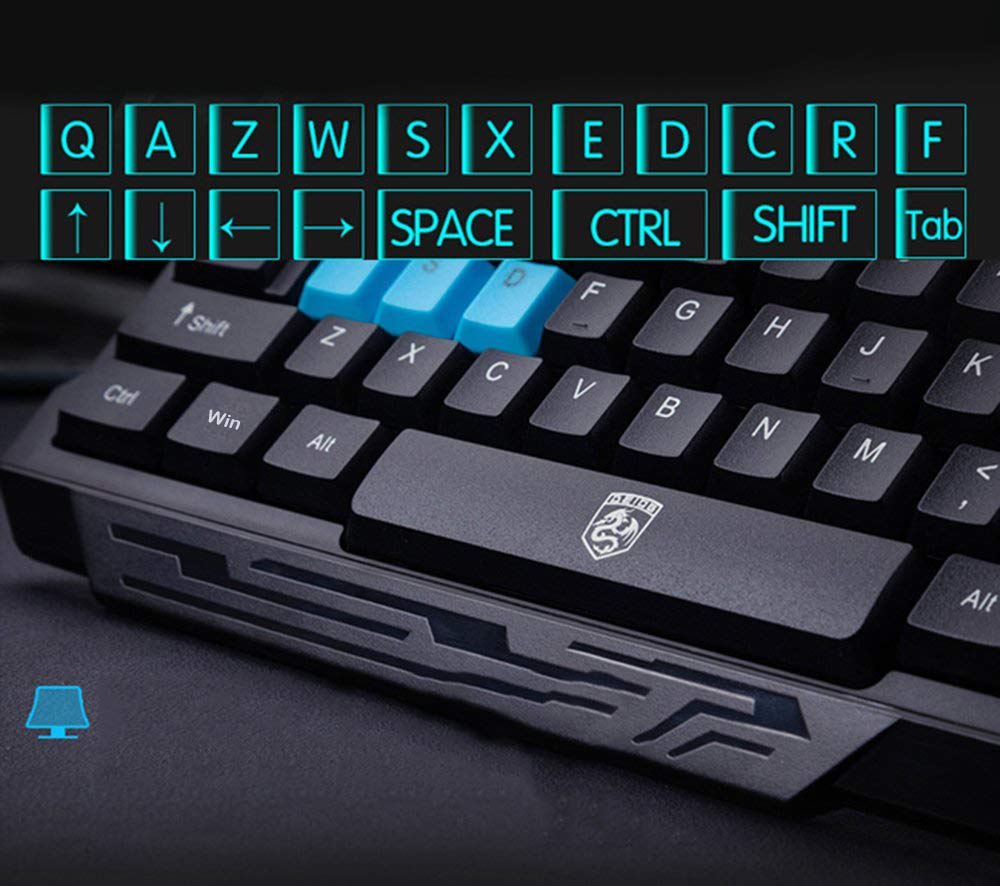 Keyboard Mouse Combos,Soke-Six Waterproof Multimedia 2.4GHz Wireless Gaming Keyboard with USB Cordless Ergonomic Mouse DPI Control For Desktop PC