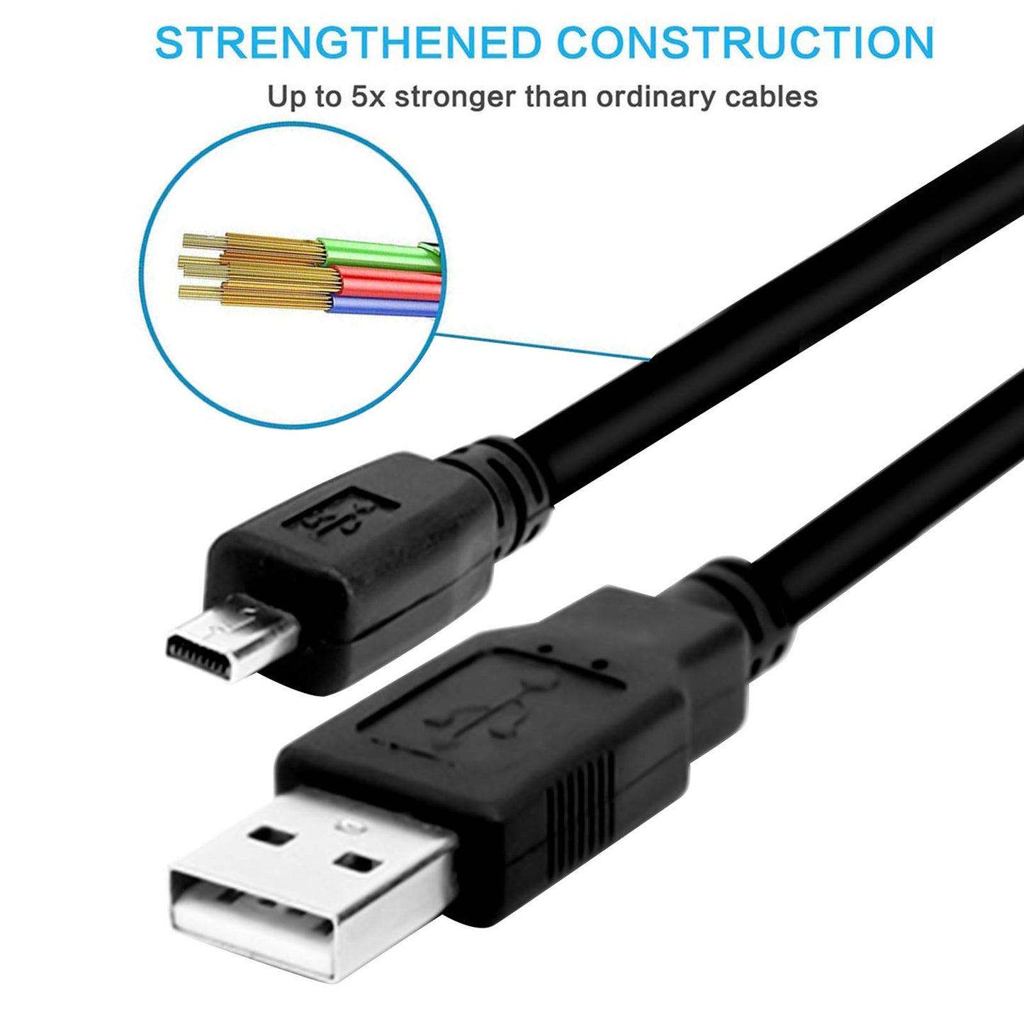 Replacement USB Camera Transfer Data Charging Cable Cord for Sony Cybershot Cyber-Shot DSCH200, DSCH300, DSCW370, DSCW800, DSCW830, DSC-H200