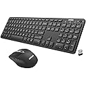Arteck 2.4G Wireless Keyboard and Mouse Combo Ultra Slim Full Size Keyboard Keyboard and Ergonomic Mice for Computer Desktop PC Laptop and Windows
