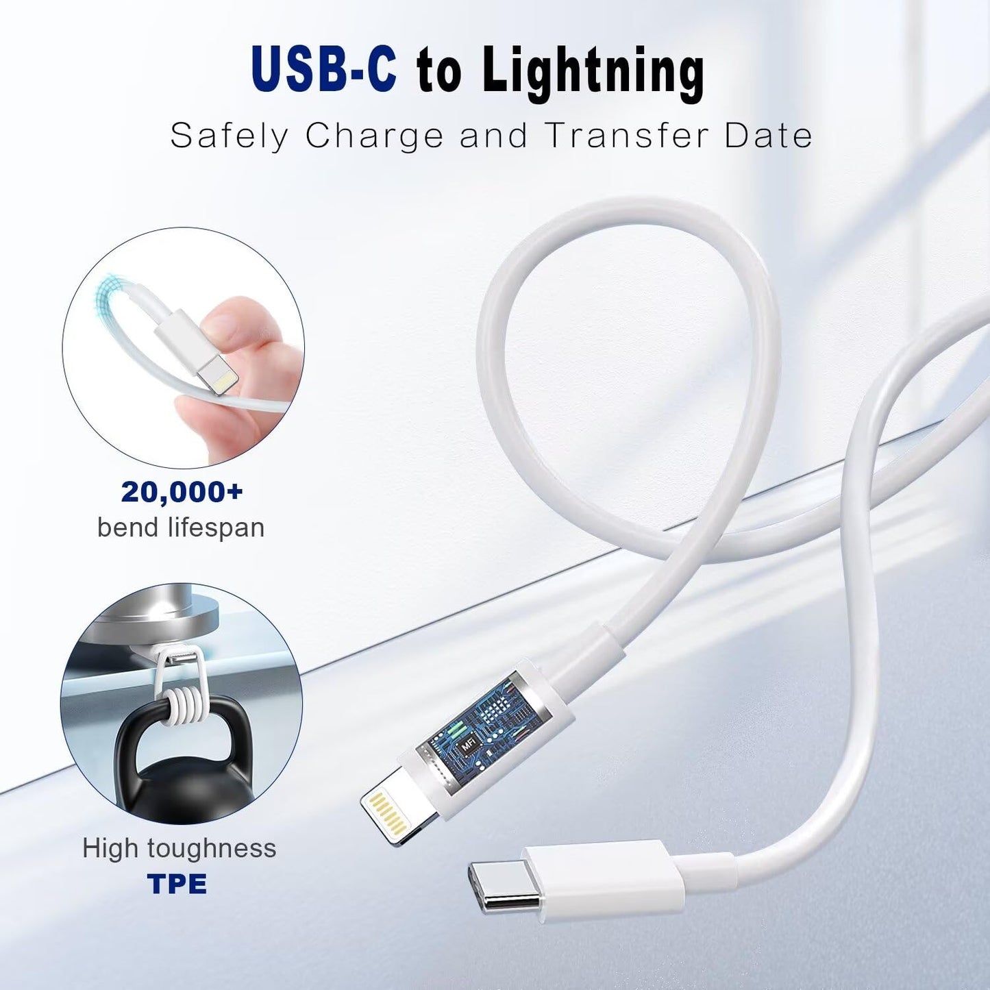 20W PD USB C Fast Charging Block for iPhone, 2 Pack Type C Wall Charger Block with 6FT USB C to Lightning Cable Compatible for iPhone 14/14 Pro…