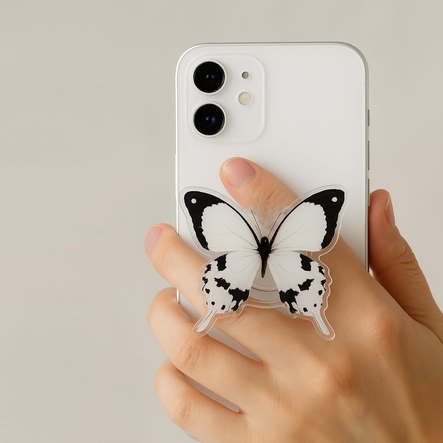 Butterfly Phone Grip, Rare Butterfly, Swallowtail Butterfly, Blue Butterfly, Cute Butterfly Holder, Transparent Resin Elasticity Holder (White)