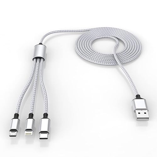 Multi 3 in 1 USB Long iPhone Charging Cable, 3M/10Ft Nylon Braided Universal Phone Charger Cord USB C/Micro USB/Lightning Connector Adapter…