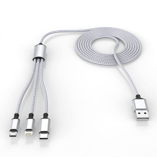 Multi 3 in 1 USB Long iPhone Charging Cable, 3M/10Ft Nylon Braided Universal Phone Charger Cord USB C/Micro USB/Lightning Connector Adapter…