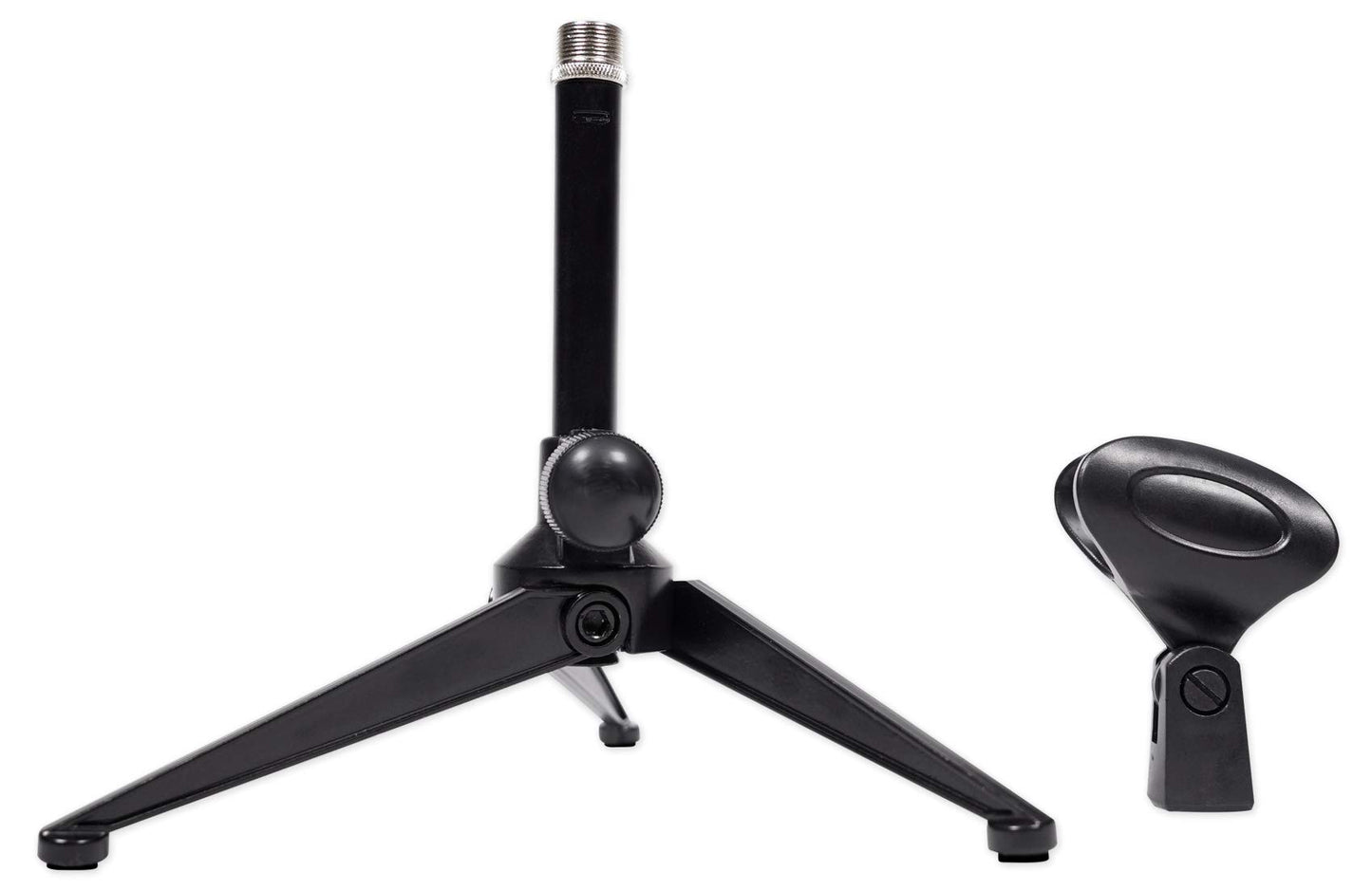 Rockville RDTS Adjustable Height Studio Desktop Tripod Microphone Stand, Metal Build, Foldable Design, Mic Clip Adapter Included, for Podcasting and