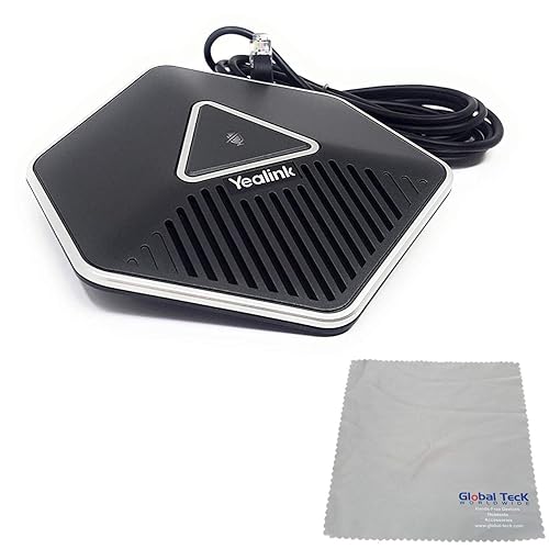 Global Teck Bundle of Yealink CPE80 Expansion Microphone for Yealink Conference Phone CP860, Microfiber Cloth Included, Single Mic Extender (1 Unit)