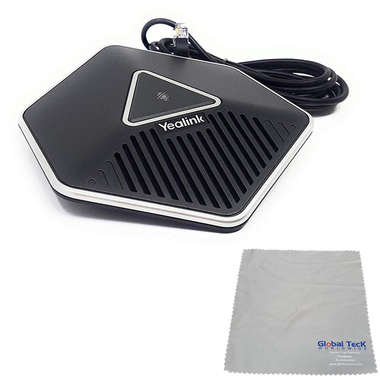 Global Teck Bundle of Yealink CPE80 Expansion Microphone for Yealink Conference Phone CP860, Microfiber Cloth Included, Single Mic Extender (1 Unit)