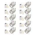 MOOKEERF 10 Pack TNC Male Connector 50 Ohm TNC Male Plug Crimp Connectors for RG58 RG142 RG400 LMR195 KSR195 3D-FB Coax Cable