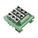 Jienk RJ45 8P8C 9-Way DIN Rail Mount Ethernet Connector Distribution Breakout Buss Board, RJ45 Vertical Jack Terminal Module