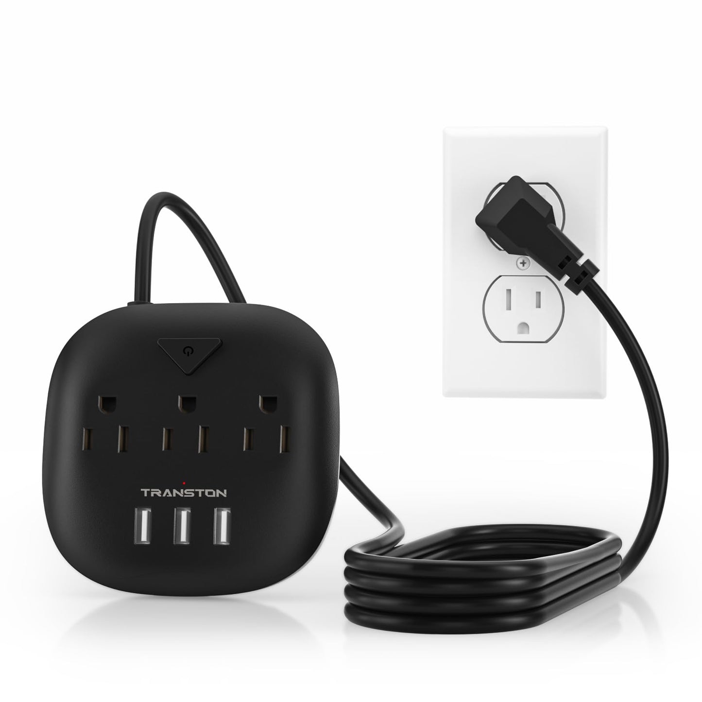 Power Strip 3 Outlets and 3 USB Ports with Switch Control, Desktop Charging Station with 5 ft Extension Cord, Compact for Nightstand, Office