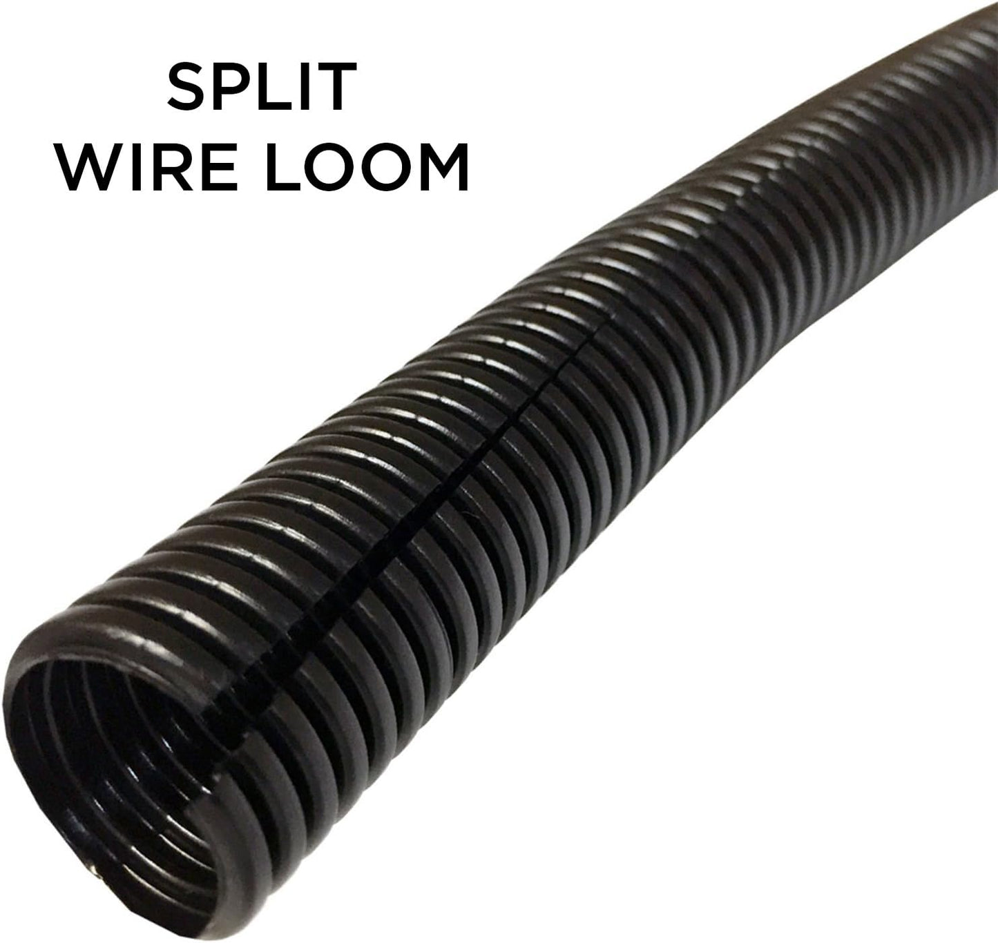Flexible Polyethylene Wire Loom, 2 Inch Diameter, 7 Feet, Black