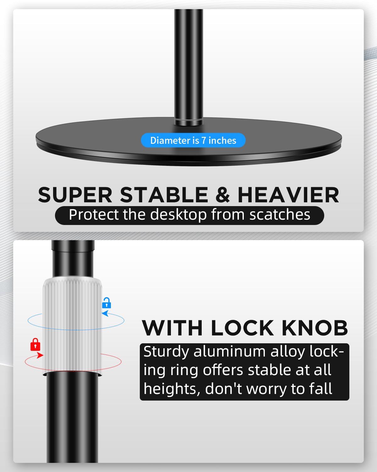 Nycetek Webcam Stand, Light Stand Tripod with 360° Rotatable Ballhead for DSLR Camera, Ring Light, Webcam, Desktop Tripod for Video Recording