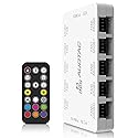 Auotac ARGB Controller PWM Fan Hub with RF Remote, (Connect Ten Case Fans, 5V 3Pin ARGB & 12V 4Pin PWM Fan Connector, Dual SATA Power Input, Magnetic