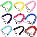 Pokinge 9 Pcs Retractable Coil Springs Keychain, 9 Color Coil Cord Spring Keyring with Lobster Clasp, Anti-lost Stretch Spiral Coil Phone Lanyard