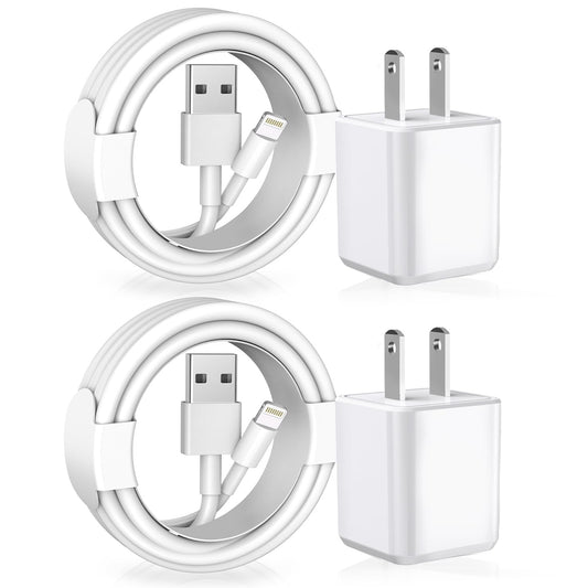 [Apple MFi Certified] iPhone Charger, 2Pack Lightning Cable Apple Charging Cords &Fast Quick USB Wall Charger Travel Block Plug Adapter for iPhone