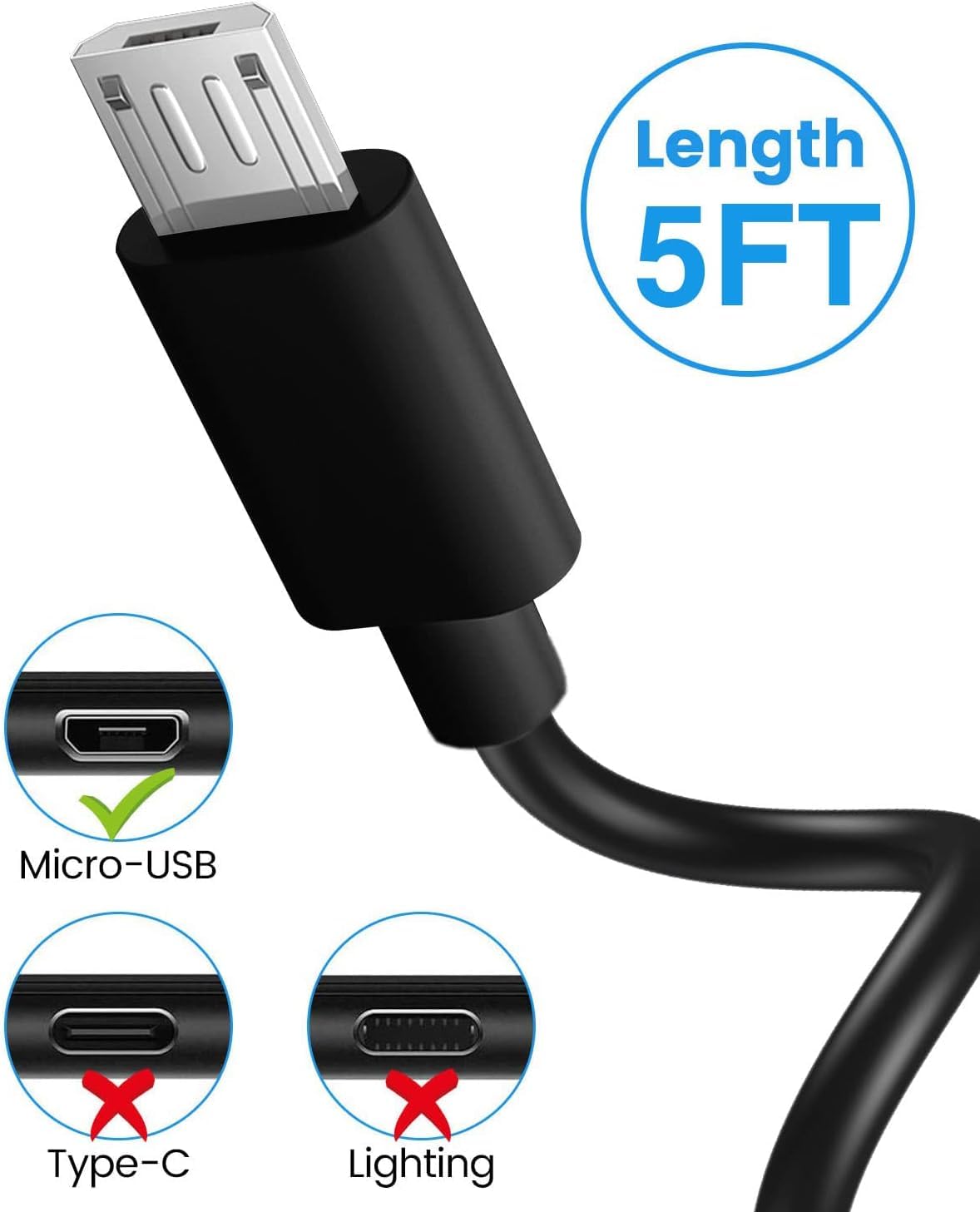 Samsung Micro Tablets Android Charger Compatible for Galaxy Tab A 10.1 (2016), 8.0, 7.0, 9.7, E, S2, 4, 3, SM-T580/550/530/387/585/290/295 Tablets