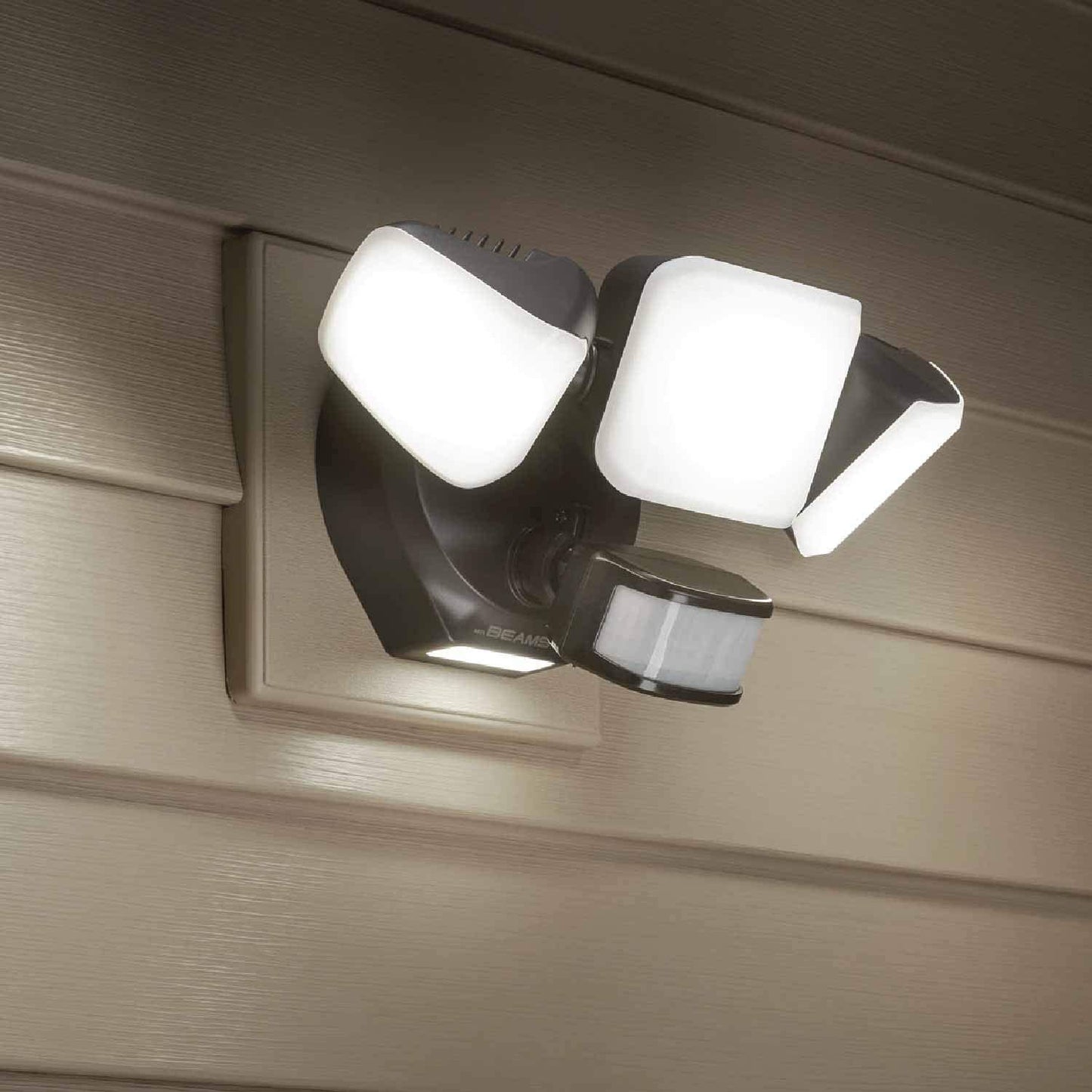 Beams 4100 Lumen 3-Head Outdoor Motion Sensing LED Security Light with Cascading Wall Wash, 1-Pack, Bronze