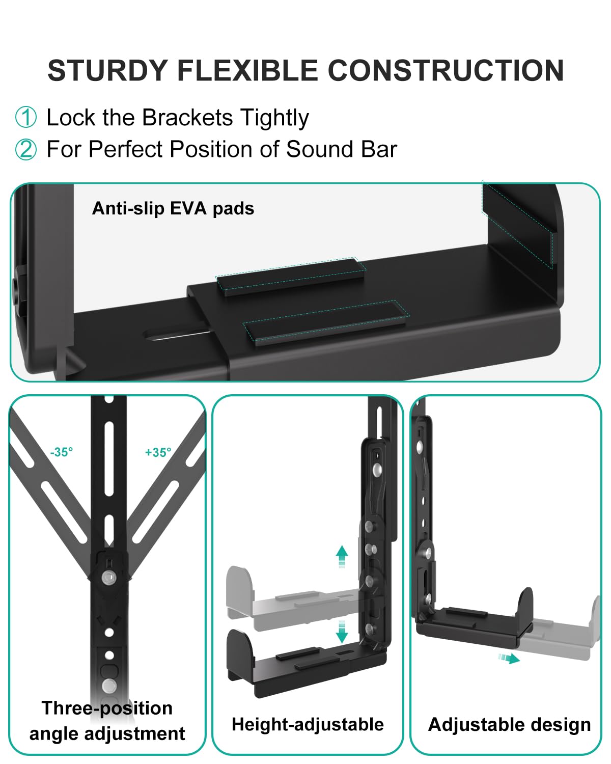 WALI Universal Soundbar Mount for TV, Heavy-Duty Bracket for Mounting Above or Below Screen, Length Up to 16.7",Fits