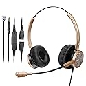 MAIRDI Phone Headset with RJ9 & 3.5mm Jacks for Call Center Deskphone Cell Phone PC Laptop, Office Landline Telephone Headset with Microphone Noise