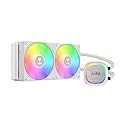 GAMDIAS AURA GL240 V2 240mm AIO Liquid CPU Cooler, Rotatable Pump Cover, 2 x 120mm Hidden Cable ARGB PWM Fans, Daisy-Chained, Support Low-Noise PWM