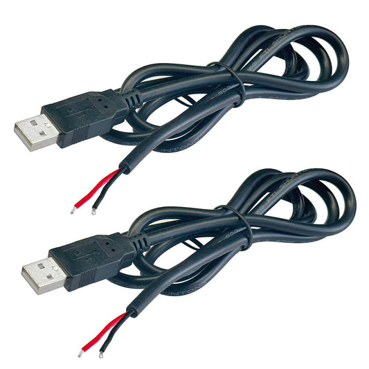 Jienk 2Pcs 3.2Ft 18AWG USB 2.0 Male 2Pin Pigtail Cable, 6A 5V USB Type A 2 Core Bare Wire Open End Extension Cable for DIY Repair Cable