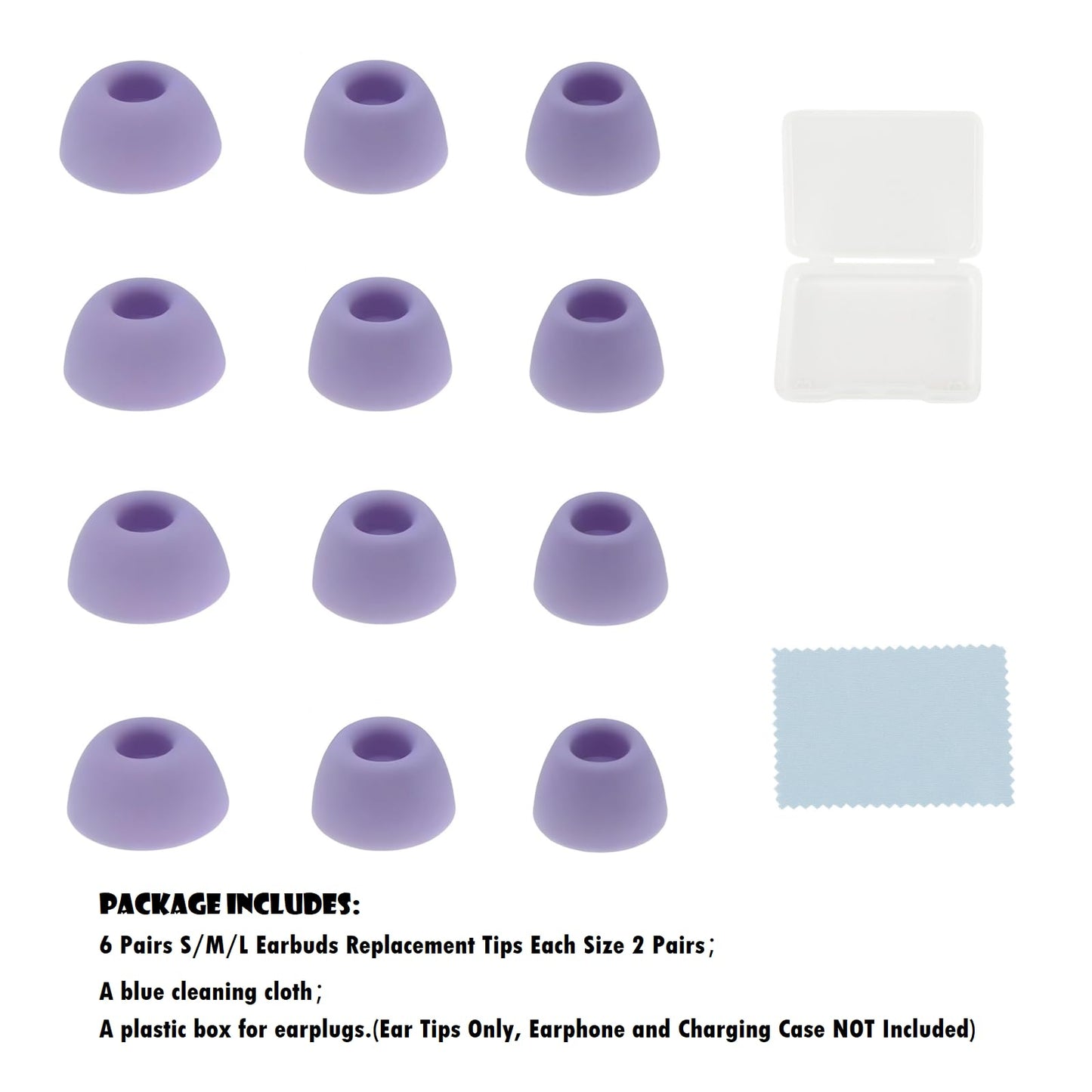 CYADCI Purple Earbud Tips 6 Pairs S/M/L Earbud Covers Rubber Replacement Earbud Tips Ear Bud Replacement Pieces Silicone Compatible with Samsung…