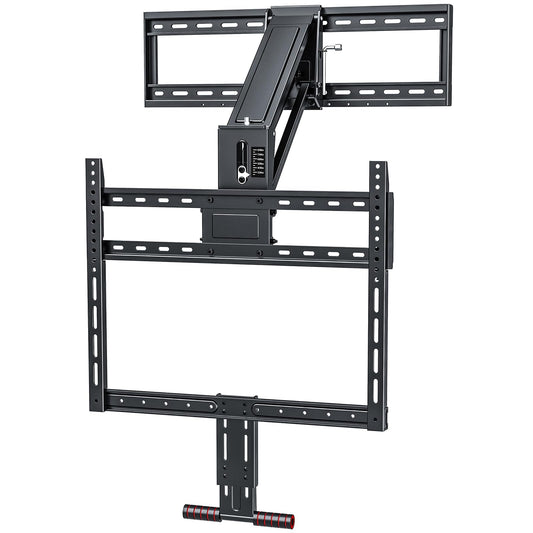 Pull Down TV Mount for Fireplace, Height Adjustable for Most 43-80 Inch TVs, Max VESA 600x400mm up to 80lbs, Full Motion Articulating Above Mantle