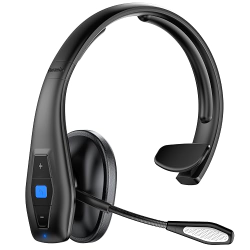 Conambo Trucker Bluetooth Headset - 60Hrs Worktime Trucker headset with CVC8.0 Dual Mic Noise Cancelling, Mute Button, Upgraded Comfort and Durability