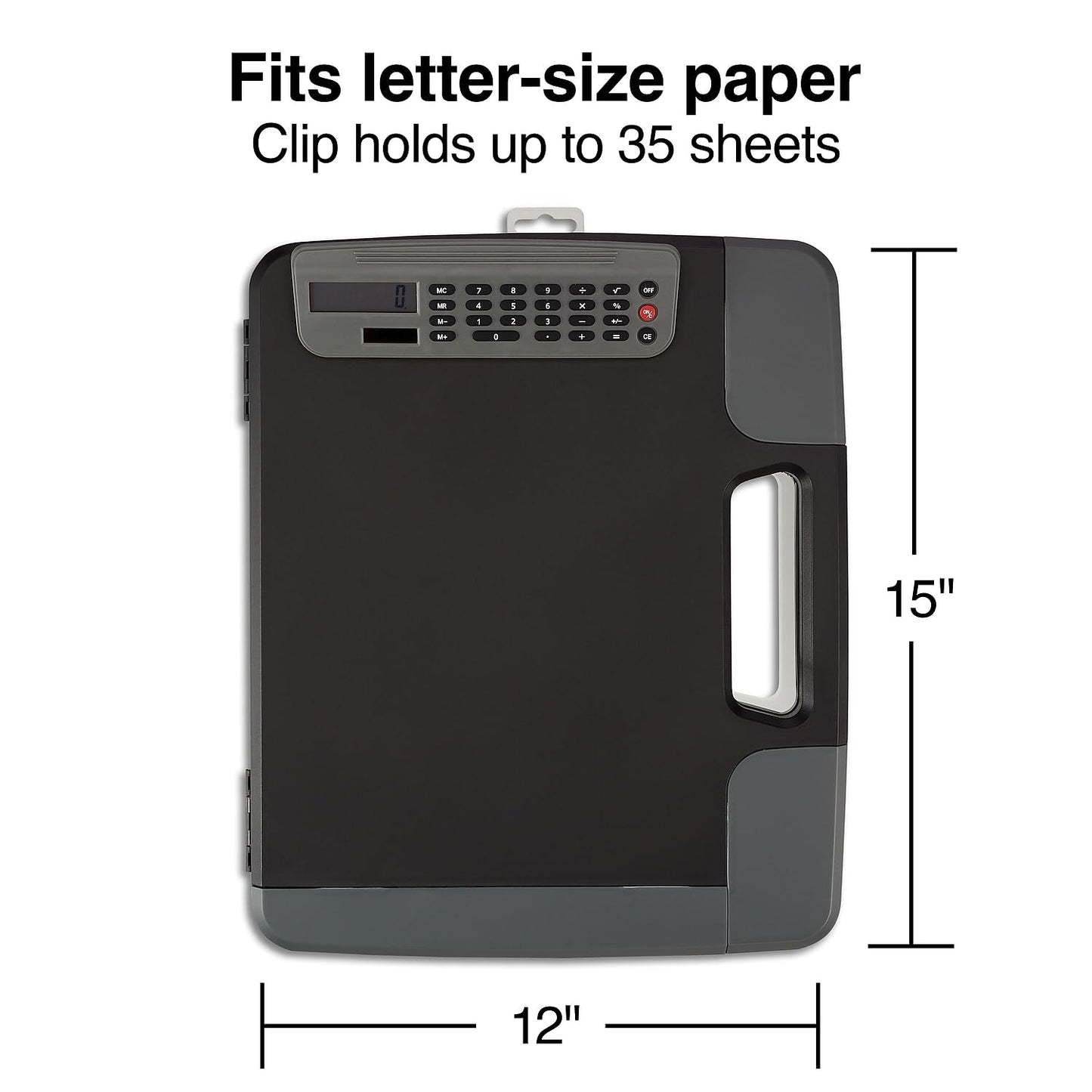Staples Heavy?Duty Portable Clipboard with Calculator, Black - Multi?Function Clipboard