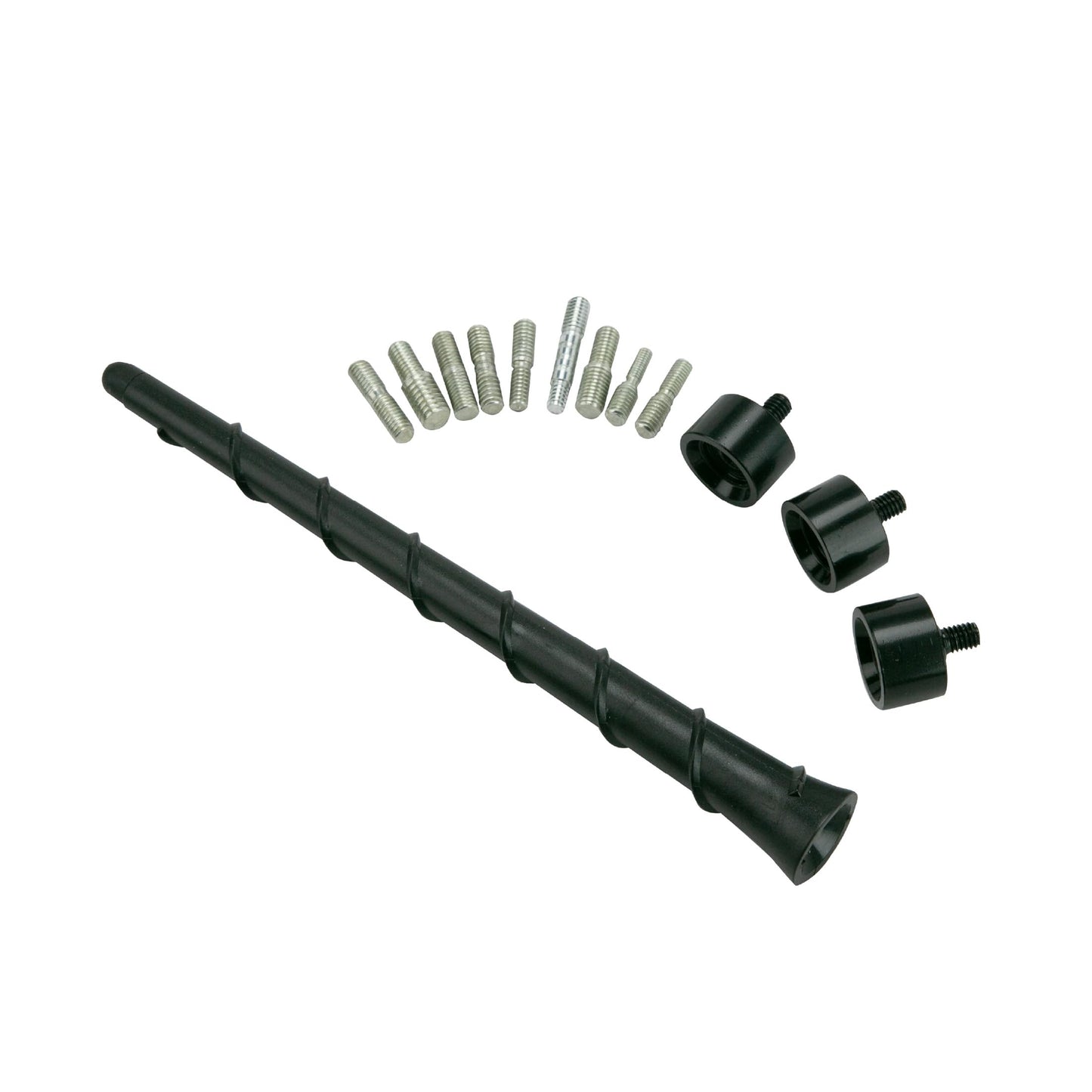 Scosche RMWWS-WP1 8" Universal Car Radio Spiral Antenna Mast - Top Mount Replacement Mast with Threaded Adapters and Spacers - Domestic and Import