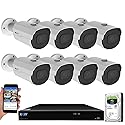 GW 4K (3840x2160 @30fps Real-time) 5X Optical Motorized Zoom Outdoor 8MP Bullet PoE IP 8 Channel Security Camera System, 130FT Night Vision, AI Facial