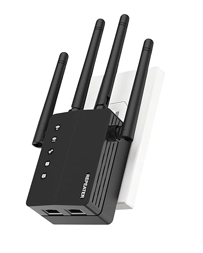 WiFi Extender Signal Booster, Dual Band 2.4/5.8G WiFi Extender - 1200Mbps, 12880 Sq Ft Coverage, 105 Devices & 1-Tap Setup for Home Use