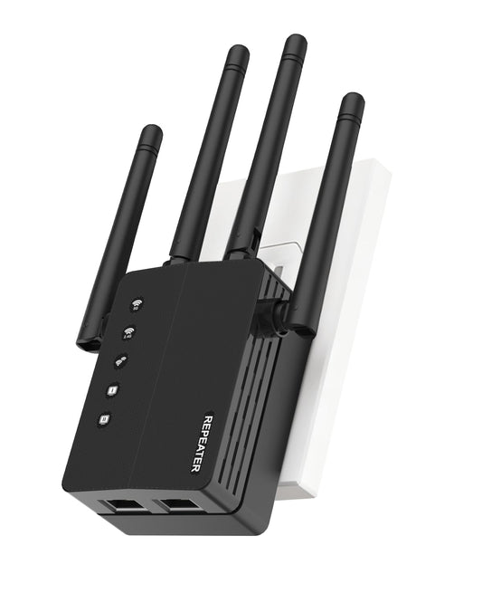 WiFi Extender Signal Booster, Dual Band 2.4/5.8G WiFi Extender - 1200Mbps, 12880 Sq Ft Coverage, 105 Devices & 1-Tap Setup for Home Use
