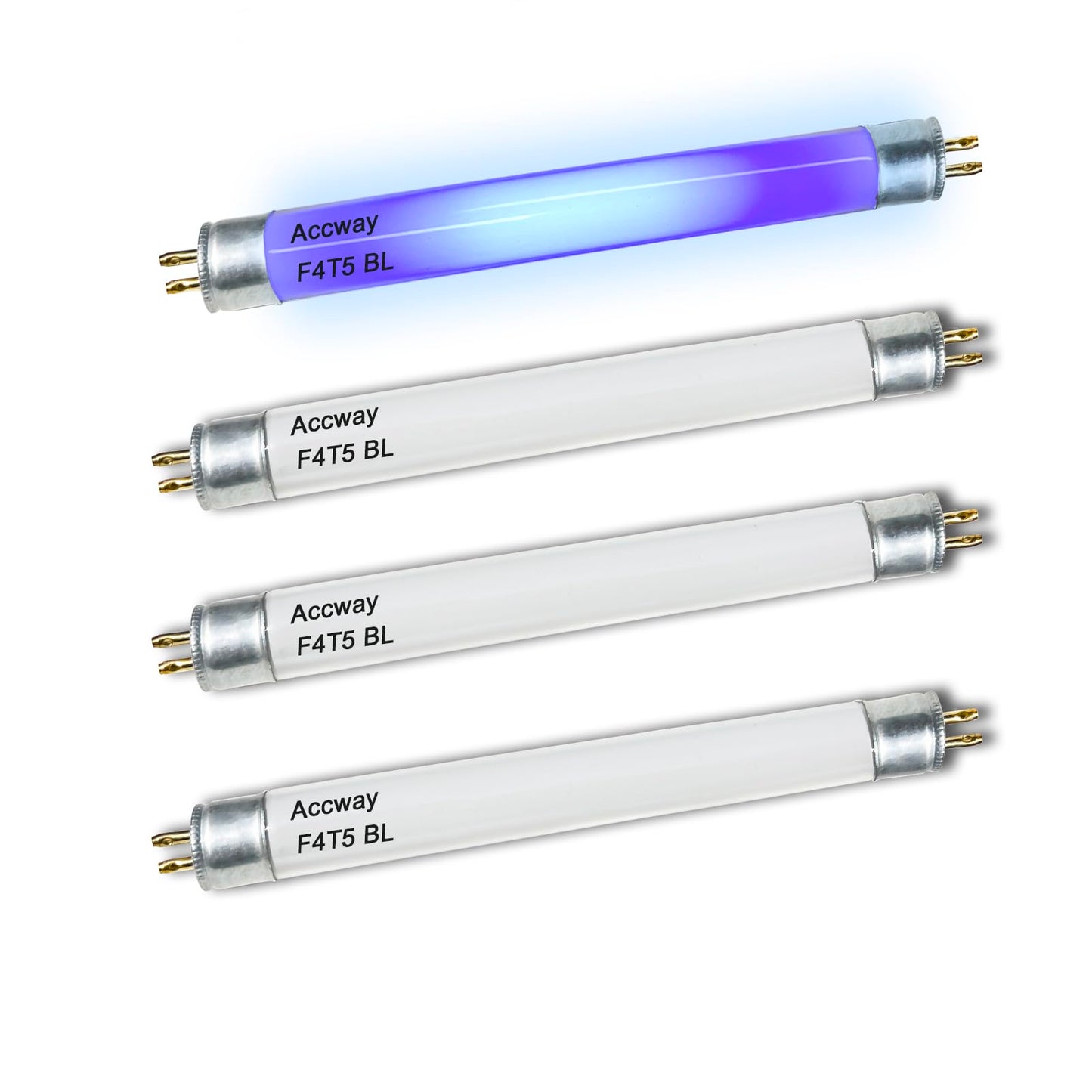 Accway 6'' F4T5/BL Fluorescent Bulb 4Watt 350BL,F4W Black Blue Light Lamp,FL4NL- T5 Linear Tube -G5 Mini Bi Pin Base (4pack)