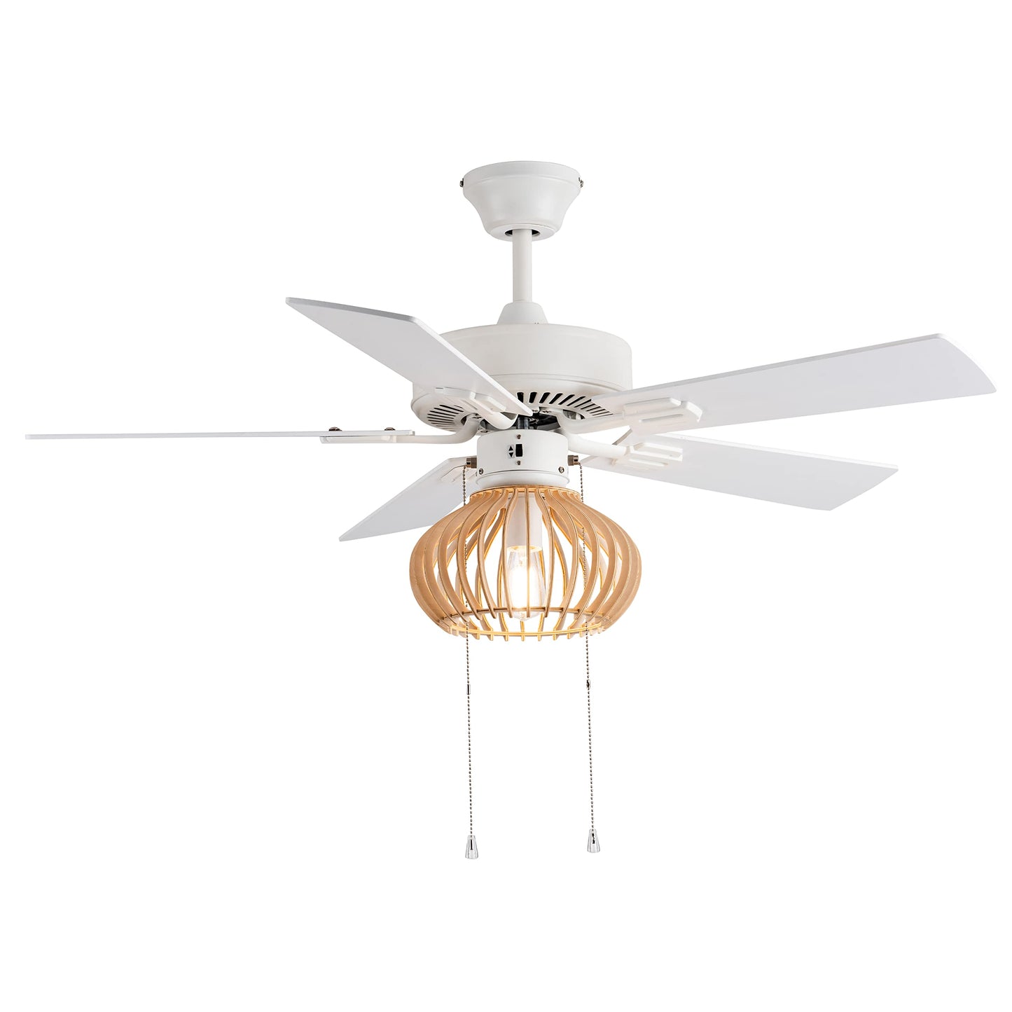 RIVER OF GOODS Coastal Wood Caged LED Ceiling Fan, White