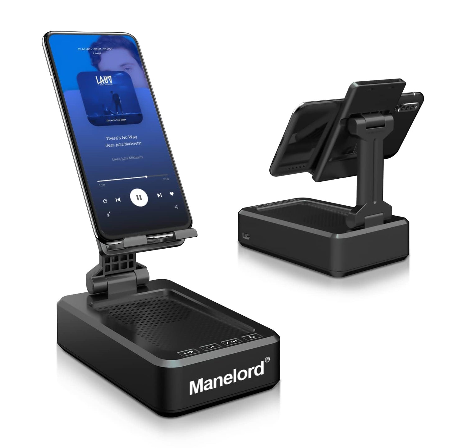Cell Phone Stand with Wireless Bluetooth Speaker Compatible for iPhone/Samsung/iPad Tablet, Anti-Slip Design Phone Stand with HD Surround Sound