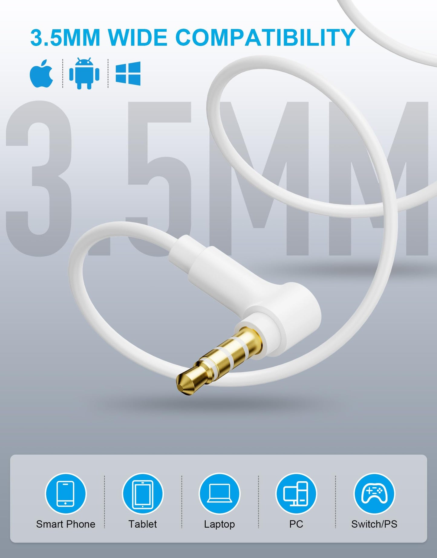 [2 Pack] for Apple Wired Earbuds, 3.5mm Headphones with Microphone 90 Degree Design Clear Call HiFi Stereo Volume Control Earphones for PC Laptop…