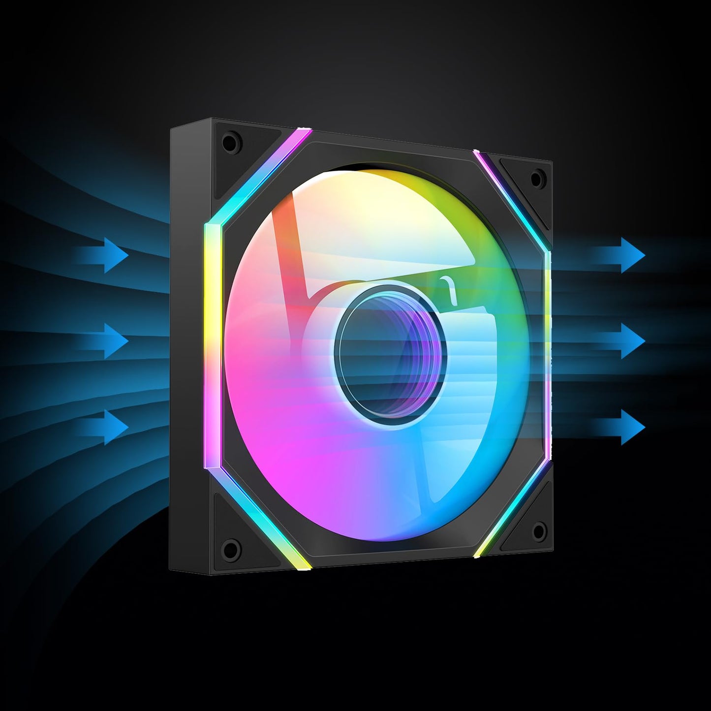 DARKROCK R140 140mm Reverse Blade Infinity Mirror Design PC Fan with LED ARGB Effects & PWM Control and Stable Running HDB Hydraulic Bearings - Black