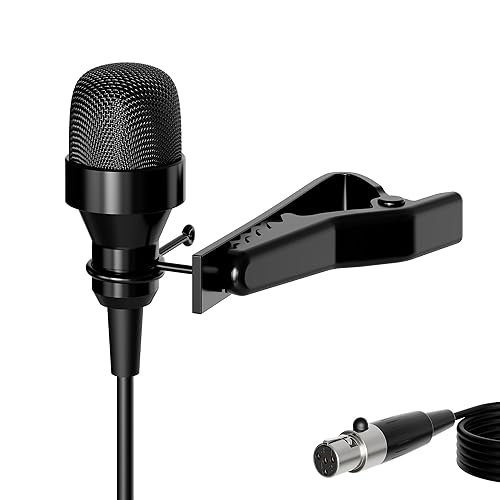 J K Pro Lavalier Lapel Microphone MIC-J 017 Unidirectional Condenser Microphone Compatible with Shure Wireless Transmitter Mini XLR Ta4f Plug