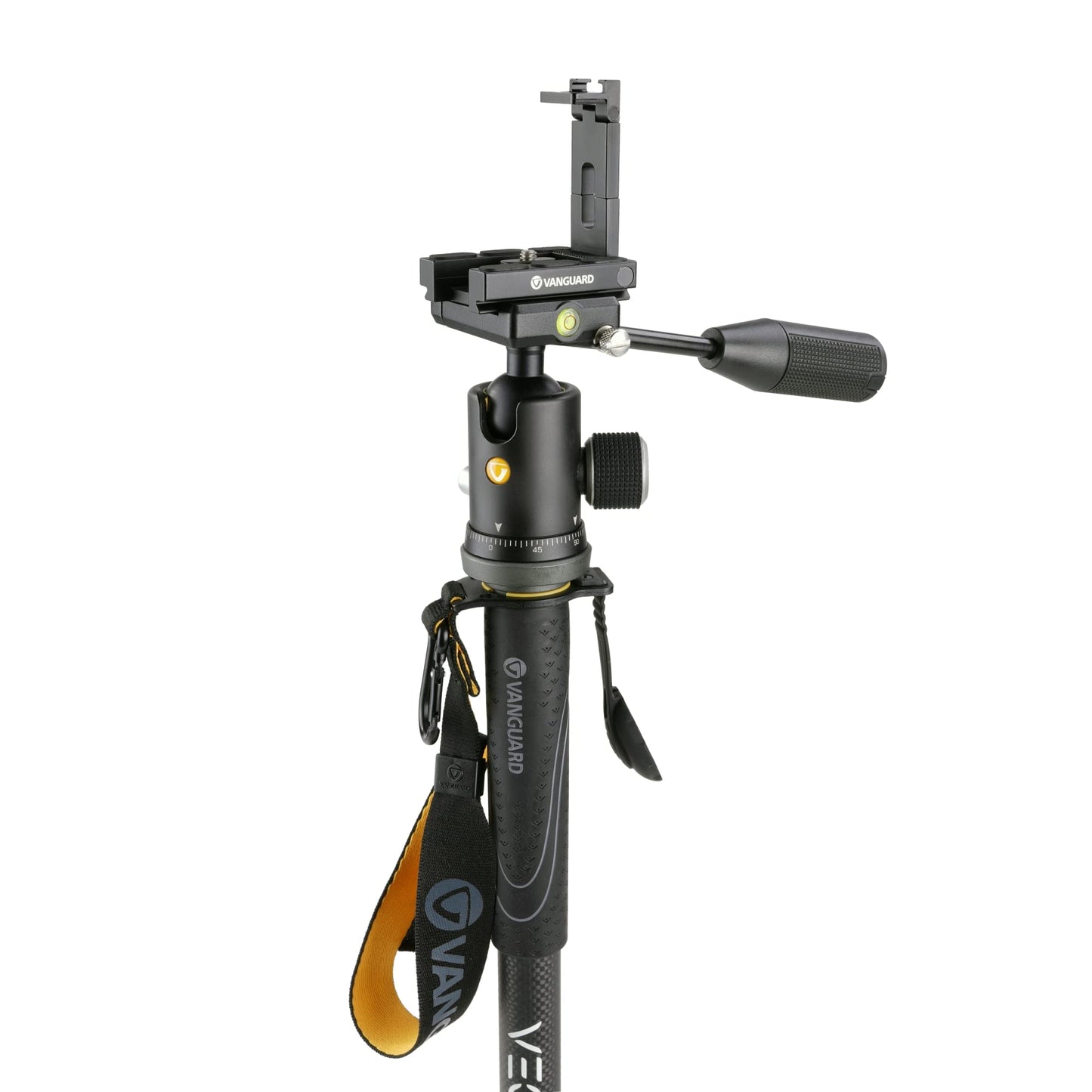 Vanguard VEO2SCM-264TBP120T Carbon Fiber Monopod with Tri-Stand Feet and VEO BP-120T Ball Head with Built-in Smartphone Holder Dark Grey