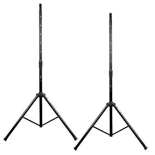 Rok-It Heavy Duty Speaker Stand Set and Carry Bag with Tripod Base and Height Adjustable from 47" to 70", 110lb Weight Capacity - 2 Stands