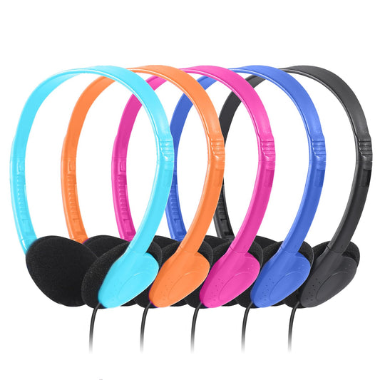 CN-Outlet Kids Headphones for Classroom in Bulk Multi Colored 5 Pack, Wholesale Children On-Ear Headset Perfect for Schools, Student, Libraries