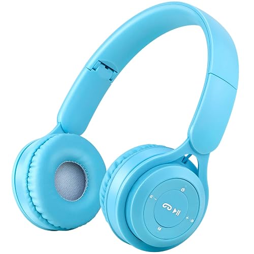 clelize Kids Bluetooth Headphones, On Ear Wireless Headsets for Children with Built-in Microphone, Foldable Stereo Detachable Aux 3.5mm Cord, Kids
