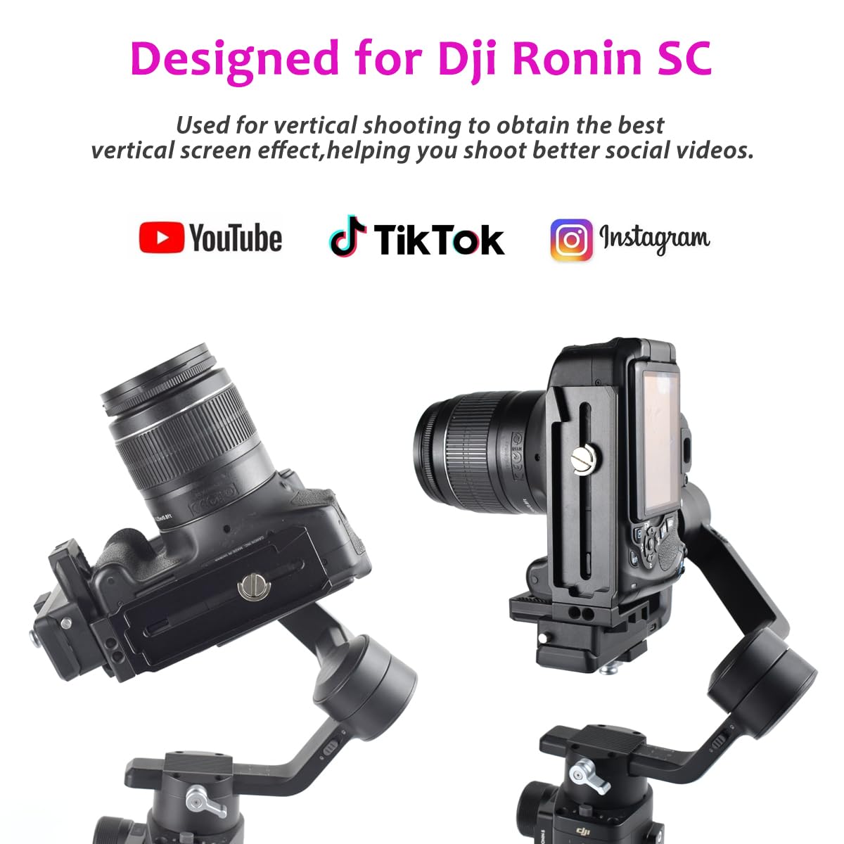 Akeipho L Bracket Vertical Mount for DJI Ronin SC, Aluminum Camera Quick Release Plate for Ronin SC Gimbal Stabilizer, DSLR Camera, Tripod, Monopod