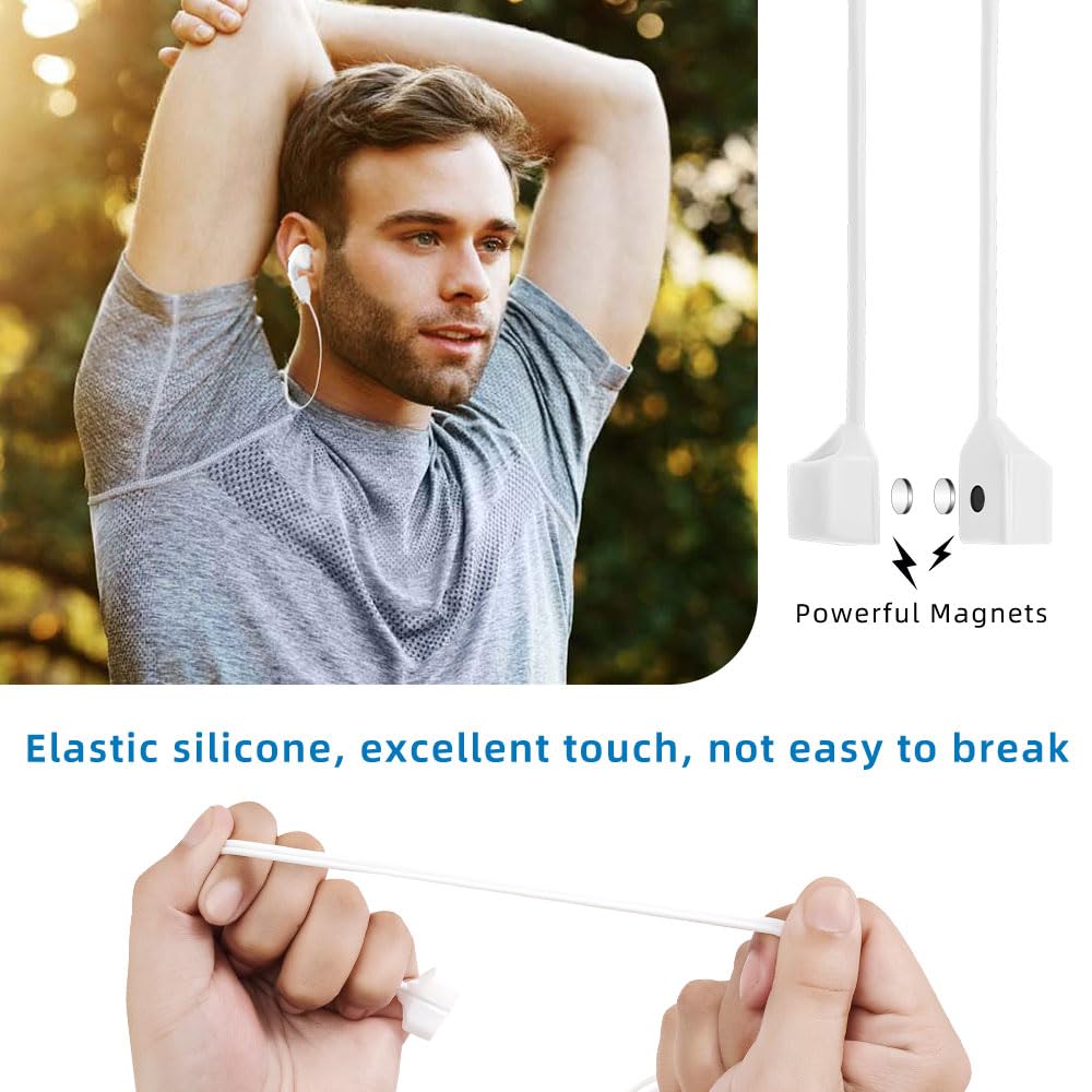 Magnetic Anti-Lost Straps for AirPods,4 Pack Ultra Strong Magnetic AirPods Strap Anti-Lost Neck Rope Cord,Soft Silicone Sports Lanyard Compatible