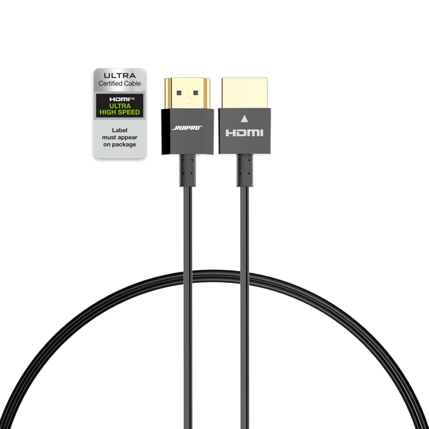 RUIPRO Ultra Thin 8K HDMI 2.1 Certified Cable 3FT, Ultra High Speed 48Gbps, Short HDMI Cable, Support 8K@60Hz 4K@120Hz, Dynamic HDR, eARC, Compatible