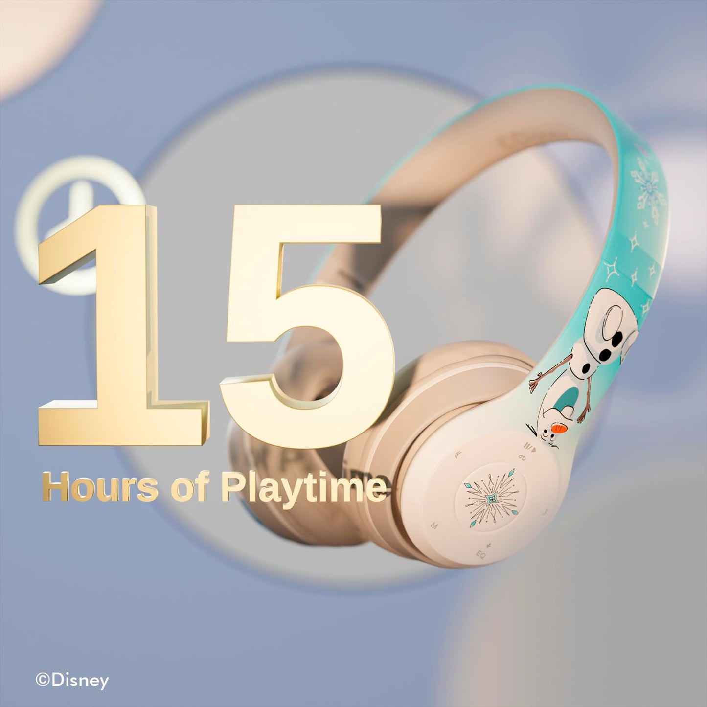 Disney Frozen Bluetooth Headphones - Over The Ear Bluetooth Wireless Headset with Built-in Mic and Up to 15 Hrs Playtime - Disney Frozen Gifts…
