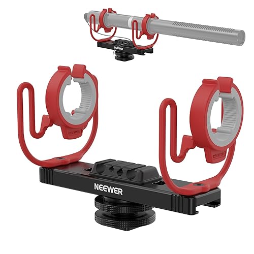 NEEWER Microphone Shock Mount, Adjustable Cold Shoe Mic Holder for Camera, Boom Pole, Tripod Accessories Compatible with Rode NTG Series Sennheiser