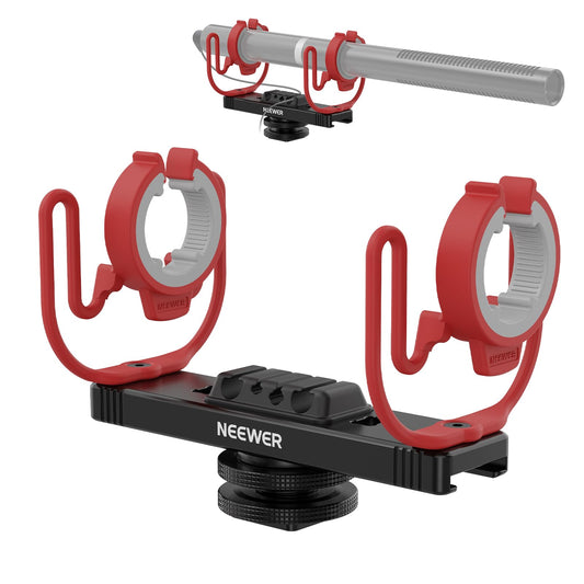 NEEWER Microphone Shock Mount, Adjustable Cold Shoe Mic Holder for Camera, Boom Pole, Tripod Accessories Compatible with Rode NTG Series Sennheiser