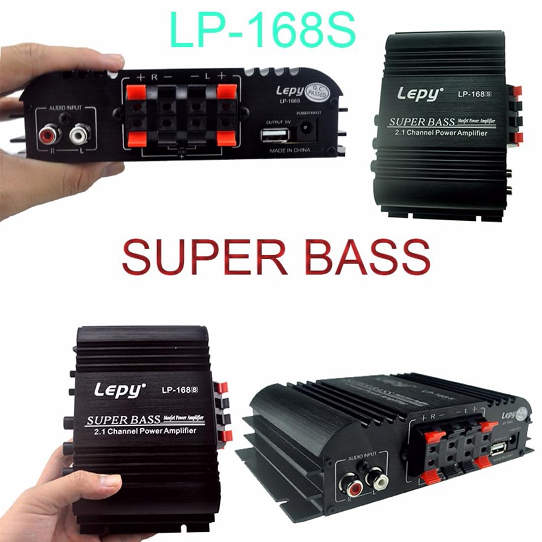 Eaglerich LP-168S Digital Stereo Power Amplifier Audio 2.1 Channel 2x40W R/L 68Wx1 Sub Woofer Mini Amplifier RMS Output Super Bass Hi-Fi USB AUX